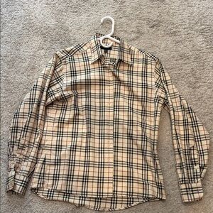 Burberry Beige Plaid Button-Down Shirt